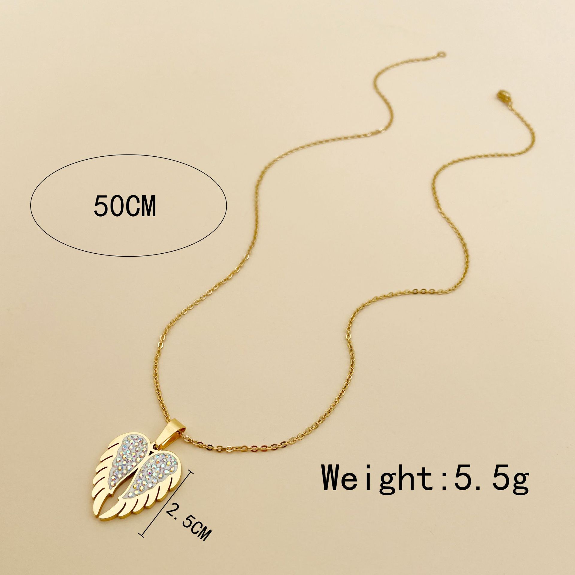 Fashion Heart Shape Stainless Steel Titanium Steel Plating Zircon Pendant Necklace 1 Piece