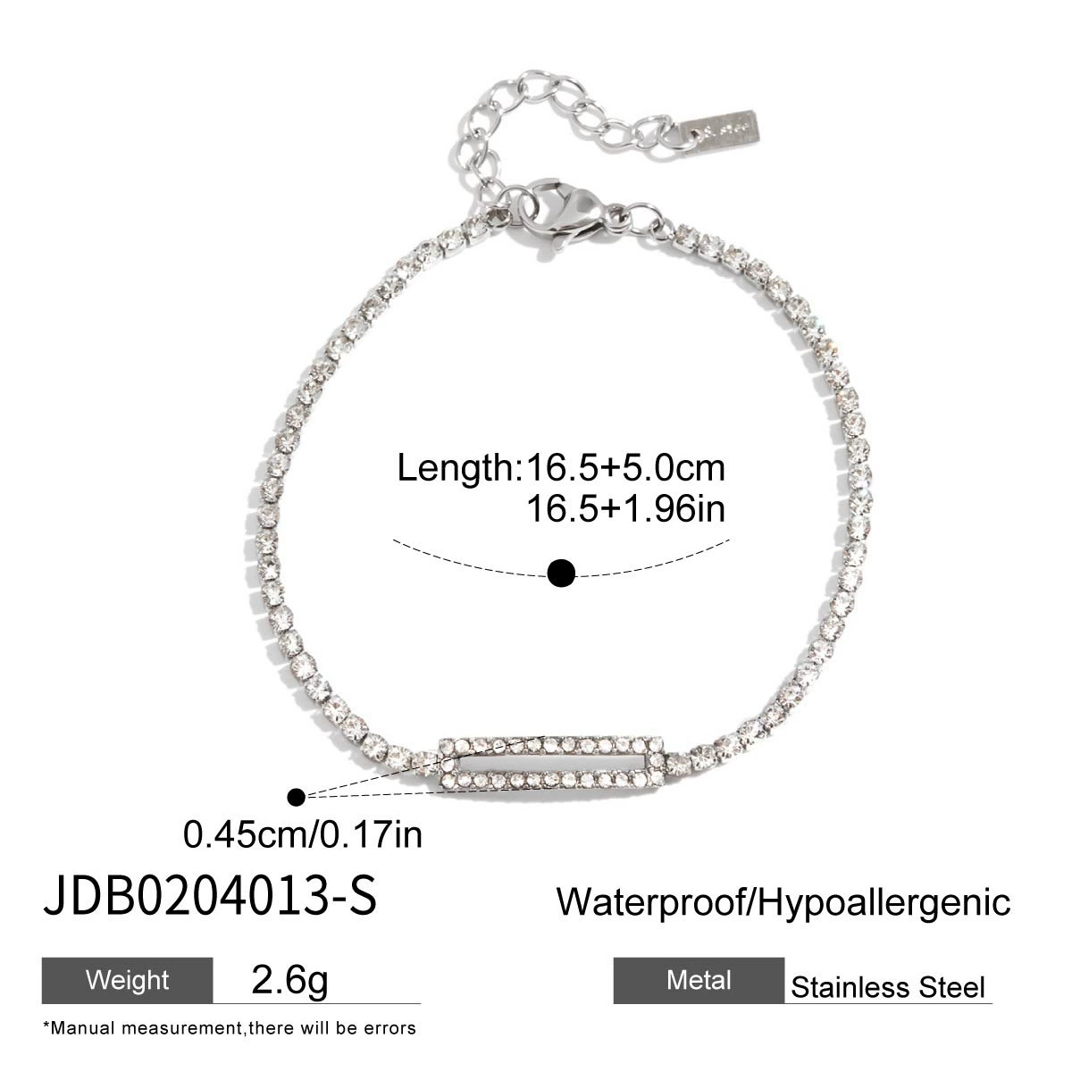 杰鼎 (Cross-border trading), bracelet stainless steel with zircon, accessory, European style, light luxury style, high-quality style, does not fade