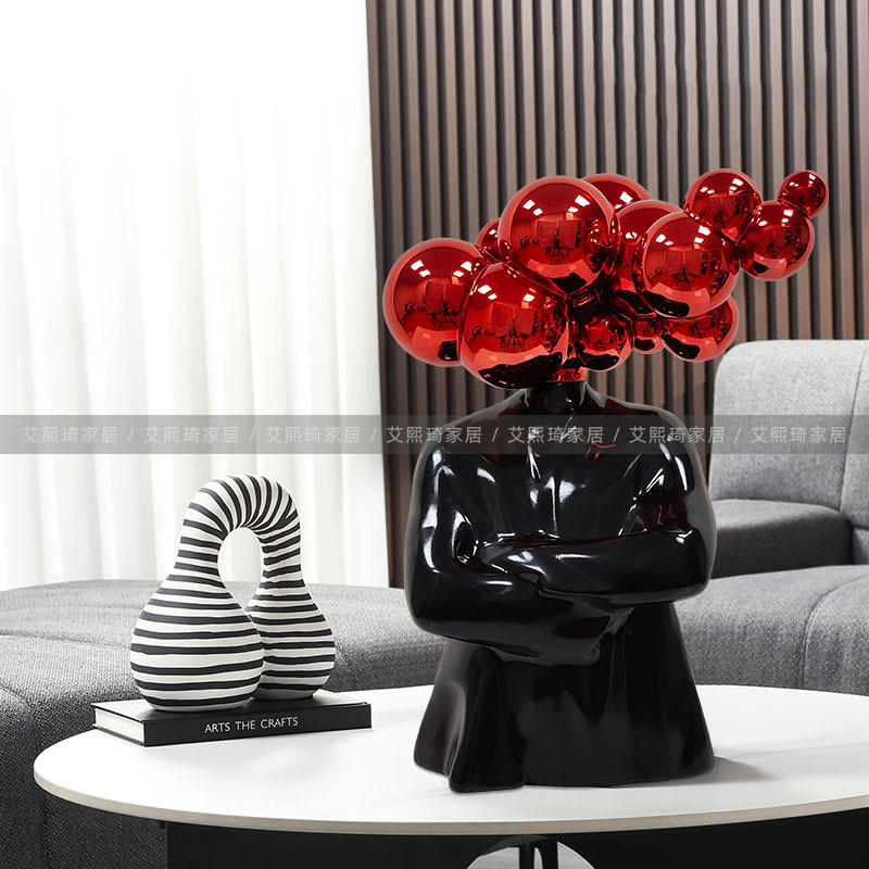 现代轻奢抽象半身人物雕塑摆件售楼处书房样板间卡通艺术头像摆设