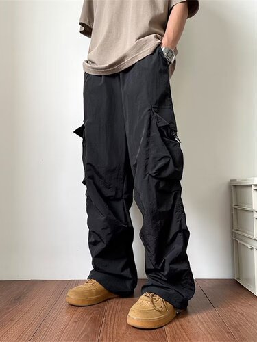 Men's overalls spring and autumn new style Japanese retro high street handsome assault pants multi-pocket parachute casual trousers