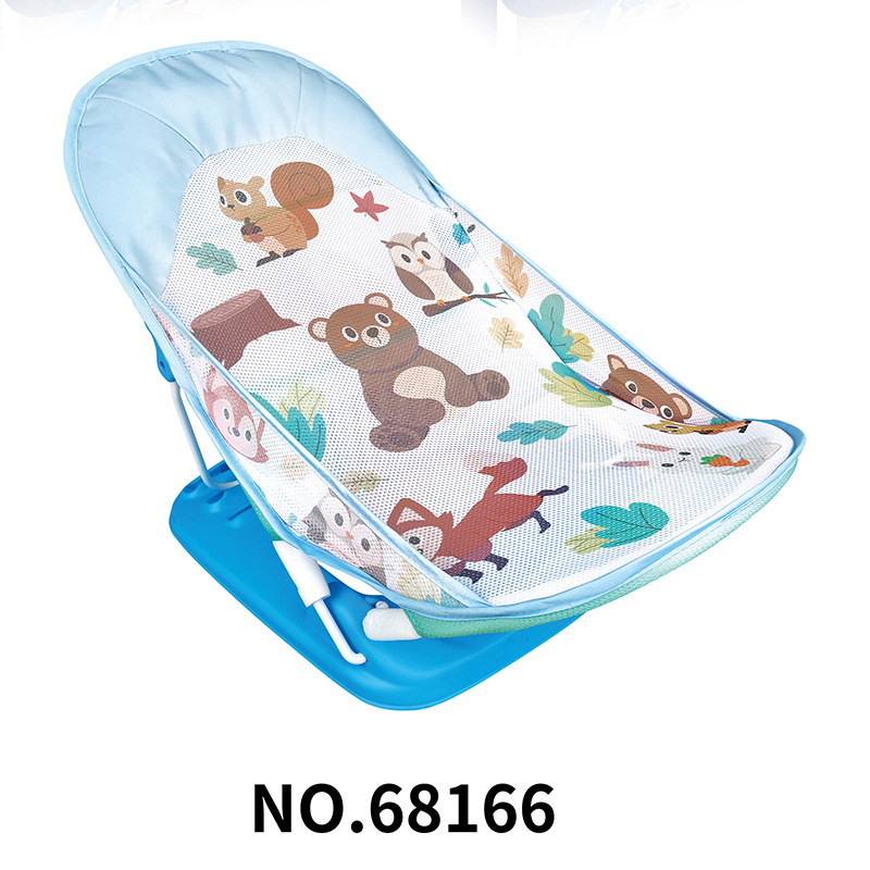 One piece drop shipping foldable baby bath chair, baby bath mesh bag, lying support, anti-slip rack, newborn bath artifact