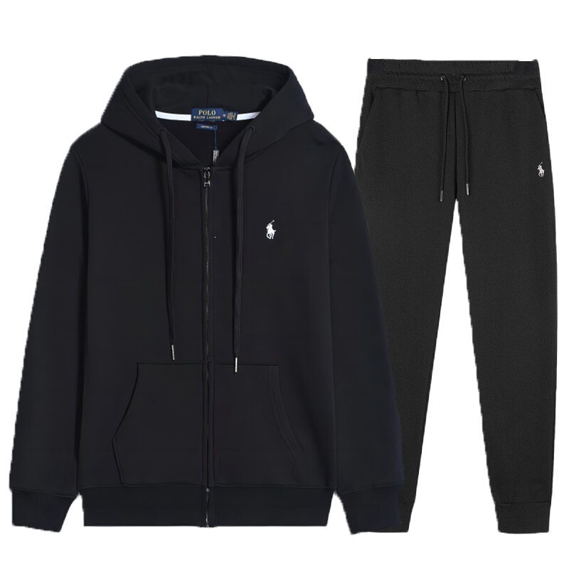 Ralph Lauren Men's Zip-Up Hoodie with Embroidered Pony Logo Casual Sports Set Polo Jacket and Pants Ralph Lauren Men's Zip-Up Hoodie with Embroidered Pony Logo Casual Sports Set Polo Jacket and Pants
