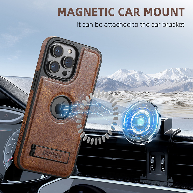Ốp lưng iPhone từ tính chống rơi họa tiết sáp dầu, dùng cho 14 Pro Max / 15 / 12 / 13 — 【Sáp dầu đen★Da tiếp xúc từ tính tiêu chuẩn] Giá đỡ ngang và dọc, 【Nâu sáp dầu★Da tiếp xúc từ tính tiêu chuẩn] Giá đỡ ngang và dọc, 【Màu Xanh sáp dầu★Da tiếp xúc từ tính tiêu chuẩn] Giá đỡ ngang và dọc, 【Vải Thiều Đen★Da tiếp xúc từ tính tiêu chuẩn] Giá đỡ ngang và dọc chi tiết 6