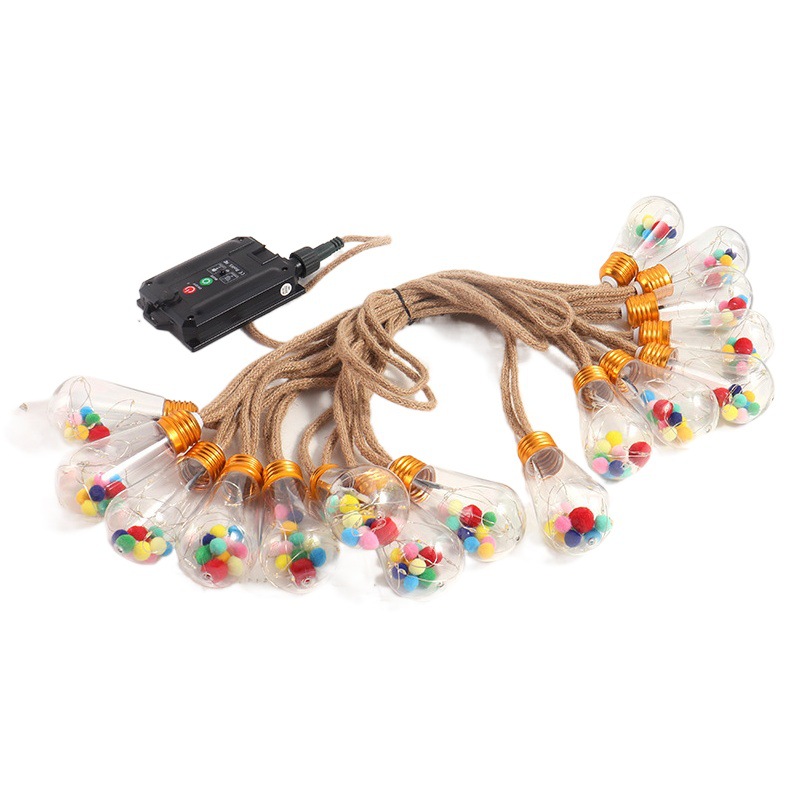 Navidad decoración de la cuerda de cáñamo luz solar Cadena de cuerda de cáñamo luz patio alambre de cobre bombilla de luz al aire libre impermeable camping