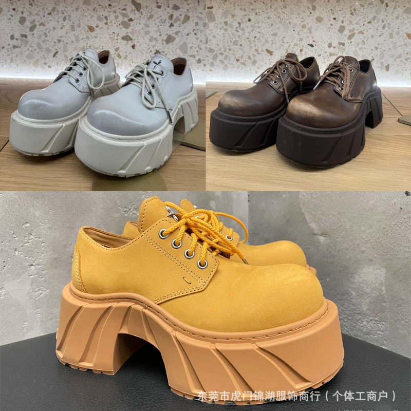 SMFK ファントム手磨きレザーハイヒールダービーシューズレトロ高めプラットフォームシューズロートップ多用途カジュアルレディースシューズ|undefined