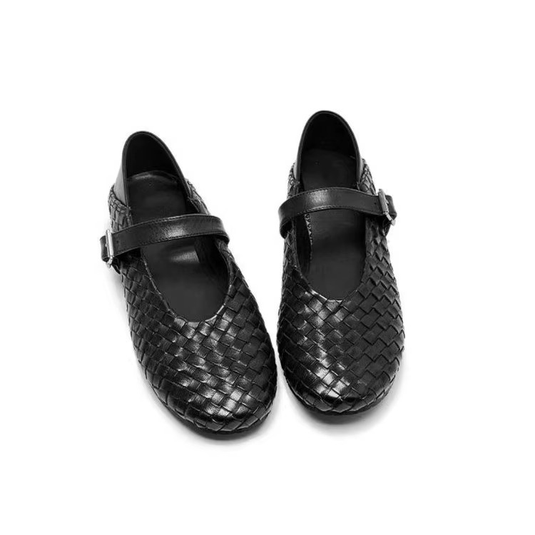 2025 봄 여름 신상 여성용 메리제인 신발, 로우힐 통근화, 둥근코 플랫솔 여성용 외출용 싱글 슈즈