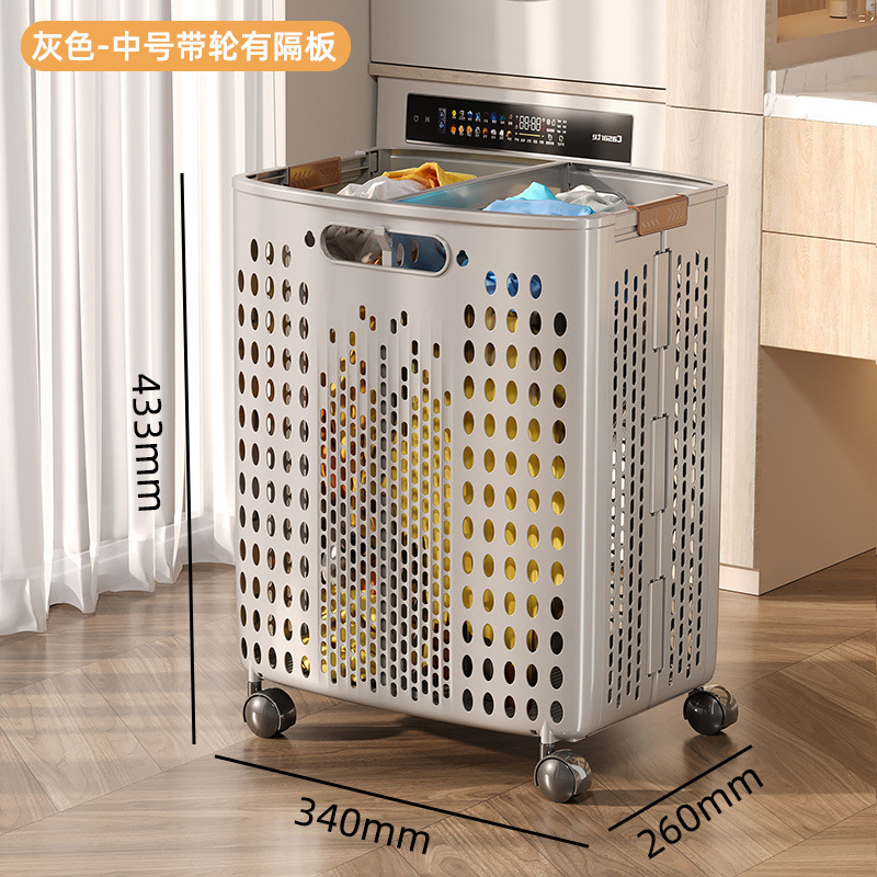 Cesta de ropa sucia doméstica plegable cesto de ropa sucia de baño de gran capacidad con rueda de transporte simple cesto de almacenamiento de ropa sucia