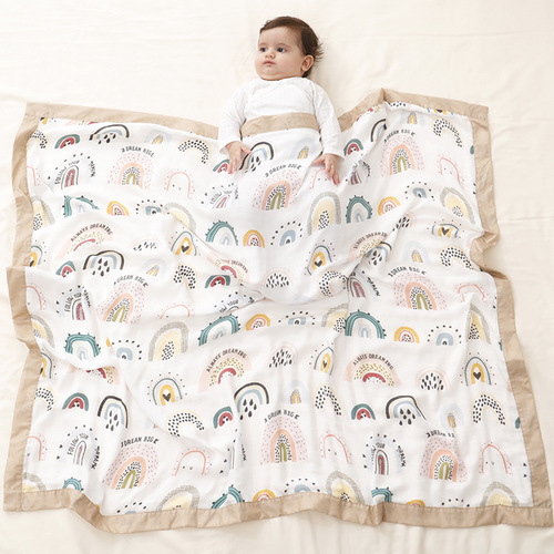 Infants and young children gauze children's quilt bath towel baby bamboo cotton gauze blanket summer cool quilt children's spring and summer 4-layer wrap
