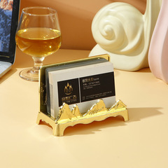 高檔青古銅復古中式名片架座商務辦公室前台金屬卡片收納桌面擺件