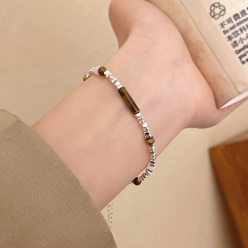 新中国式虎眼石砕銀ブレスレット女ins小衆デザイン軽豪華高級感ブレスレット|undefined