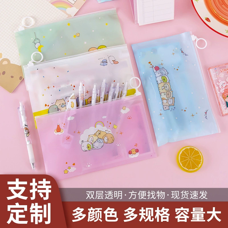 Мультяшное кольцо для папок, прозрачные канцелярские принадлежности, система хранения, сумка для файлов для учащихся начальной школы, пенал на молнии, новая коллекция