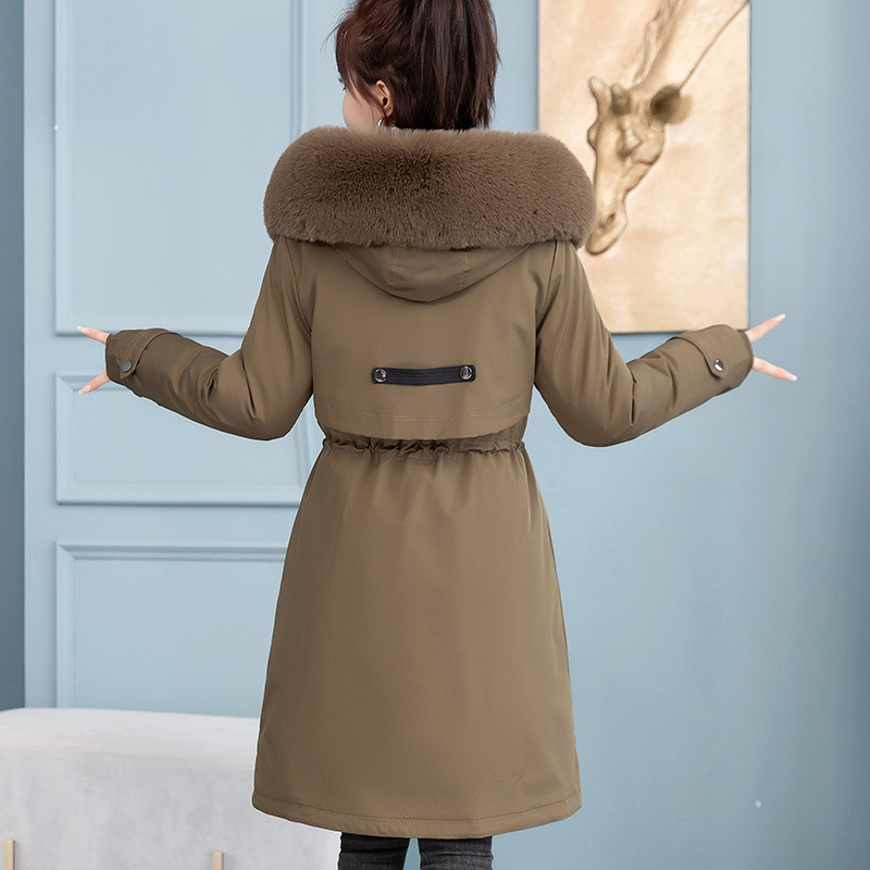Mujeres acolchado de algodón largo transfronterizo 2023 nuevo invierno desmontable abrigo de algodón acolchado suelta gruesa parka abrigo cálido image 5