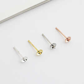 耳托耳钉S925纯银手工半成品托针碗形DIY耳针水晶珍珠3mm 6mm批发