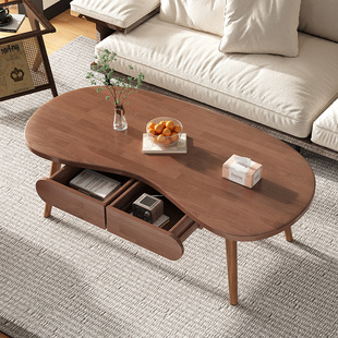 Solid Wood Coffee Table Living Room Home Small Apartment Balcony Small Tea Table 2025 New Scandinavian Simple Creative Walnut Table