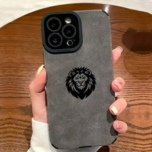 绒毛狮子头适用苹果16promax防摔16plus手机壳15新款iphone14贴皮