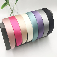 跨境直銷8色3CM色丁布包布發箍可愛少女系鹿茸皮半包頭箍帶海綿女