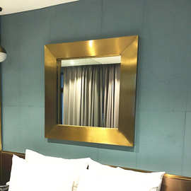 金色不锈钢镜框山东酒店卫生间镜子青岛浴室镜框挂墙式电镀镜子框