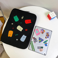 韓国のかわいい刺繍ノートパソコンのバッグ衝突防止タブレットipadバッグとベルベットの内胆11/13/14インチバッグ