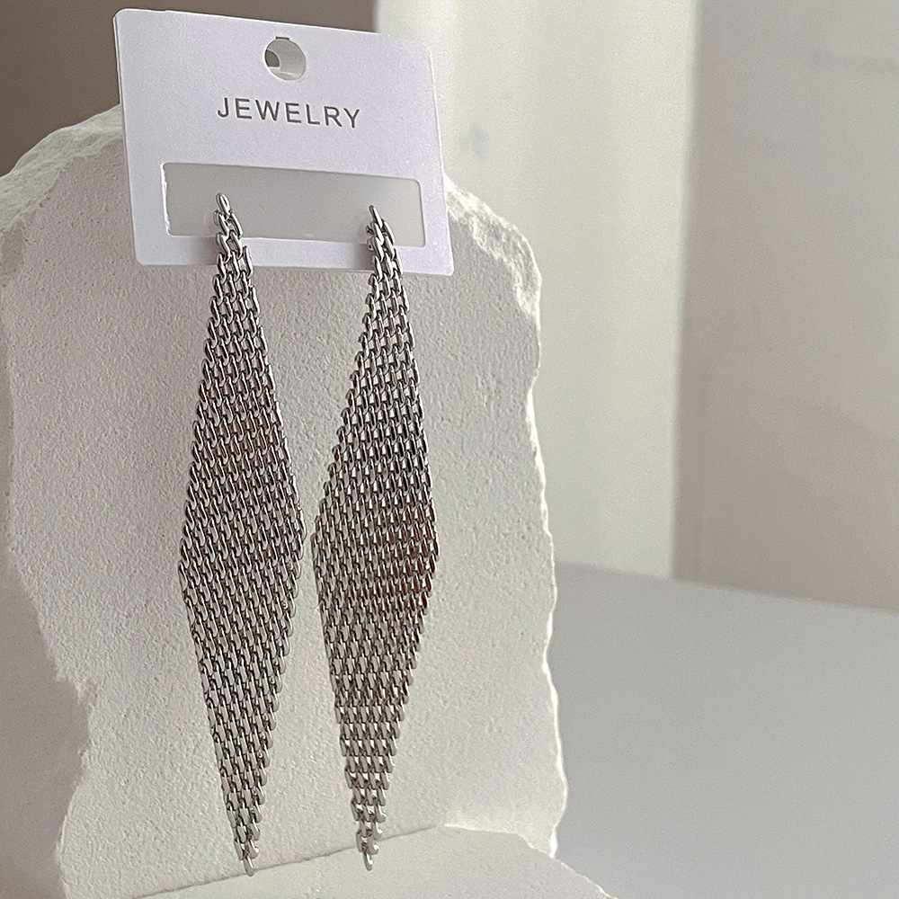 Exaggerated Rhombus Copper Plating Drop Earrings 1 Pair