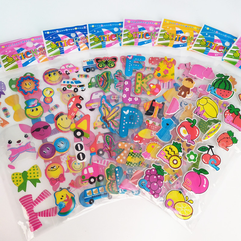 儿童贴纸动漫卡通粘贴幼儿园奖励小苹果贴贴纸加厚3D立体泡泡贴|ms