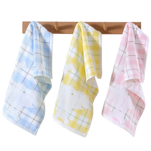 Children's towel pure cotton small towel wholesale children's face wash hand towel cartoon baby household absorbent kindergarten