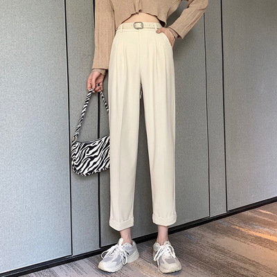 十三行炸街西裝褲女2021春夏新款高腰休閑褲垂感網紅明星闊腿褲女