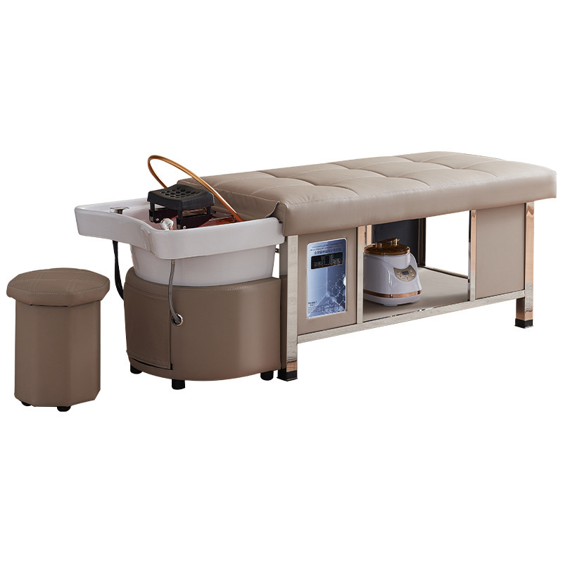Cama de masaje de terapia de cabello para salón de belleza especial de peluquería calentador de agua de temperatura constante de circulación de agua fumigante tailandés lavabo de cabello
