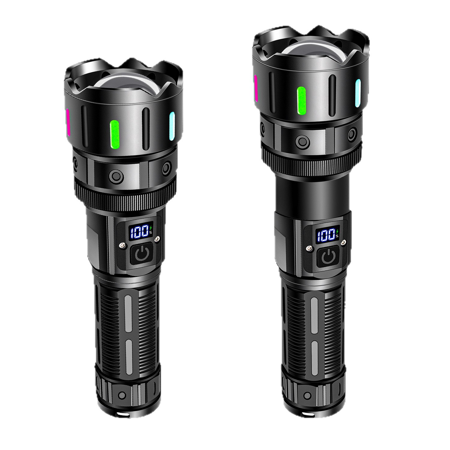 Nueva linterna láser blanca transfronteriza Pantalla digital con zoom recargable TYPE-C con luz fluorescente fuerte linterna led de larga distancia