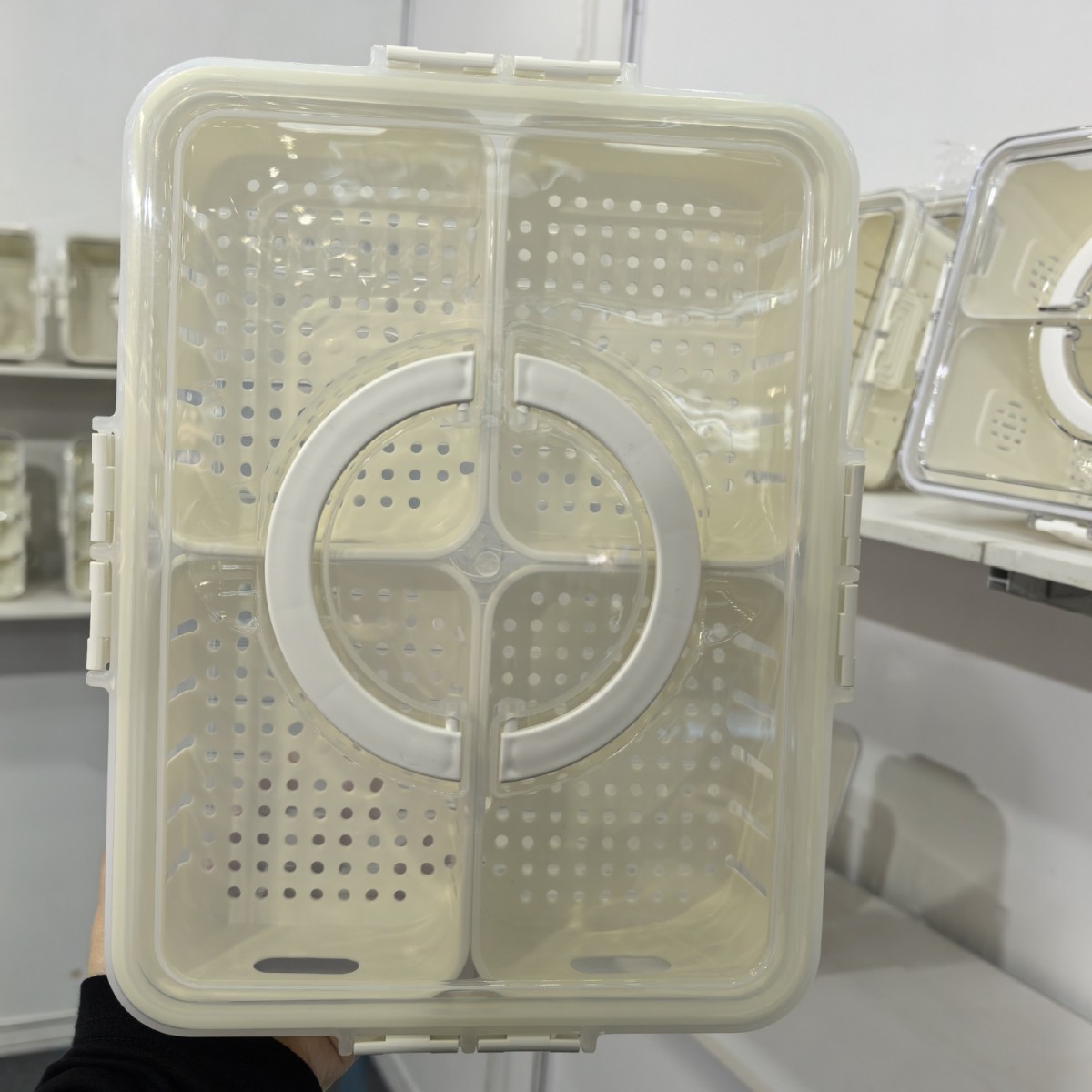 PP-대형 사각형 4그리드 배수 모델(식기세척기 사용 가능)