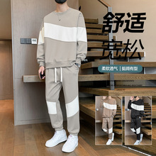 运动套装男春秋季跑步休闲潮牌男装拼色卫衣卫裤情侣运动衣服套装