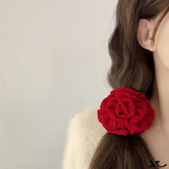 玫瑰花大腸發圈秋冬款新年髮飾札頭繩2024新款高端頭飾頭圈發繩女