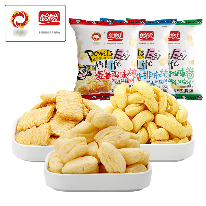 Panpan Maixiang 치킨 맛 블록 55g 대형 가방 캐주얼 도매 배송 식품 스낵 치킨 맛 롤 오리지널 스낵