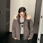 保暖连帽美式宽松棉服