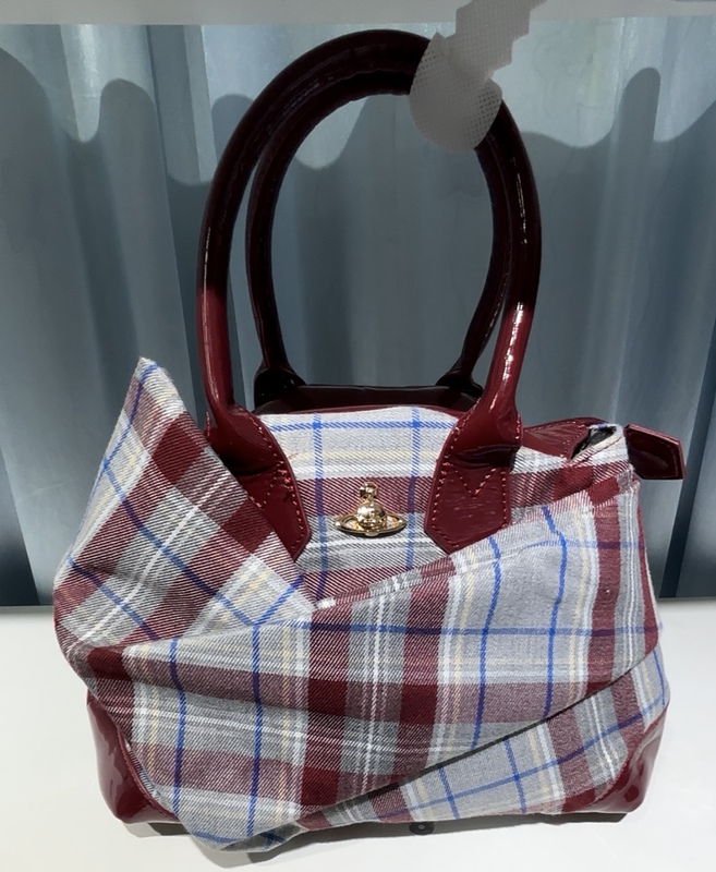 2025 New Saturn Plaid Empress Irregular Bowling Bag Red Versatile Retro Portable Canvas Crossbody