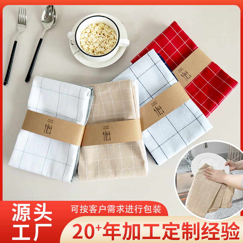 Toalla de cocina teñida en hilo de algodón, fabricante de servilletas de mesa para el hogar, mantel de patrón geométrico puntual
