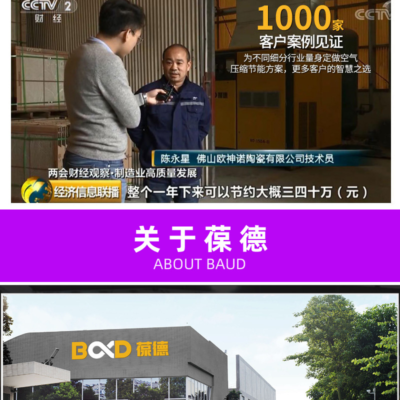 Baode Permanent Magnet Variable Frequency Screw Air Compressor 7.5Kw Small Air Pump Industrial Grade Air Compressor Factory Direct Sales