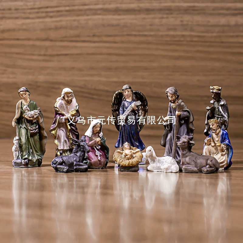 跨-border 2025 Amazon Christmas manger group ornament религиозная рождественская детский подарок Resin worker