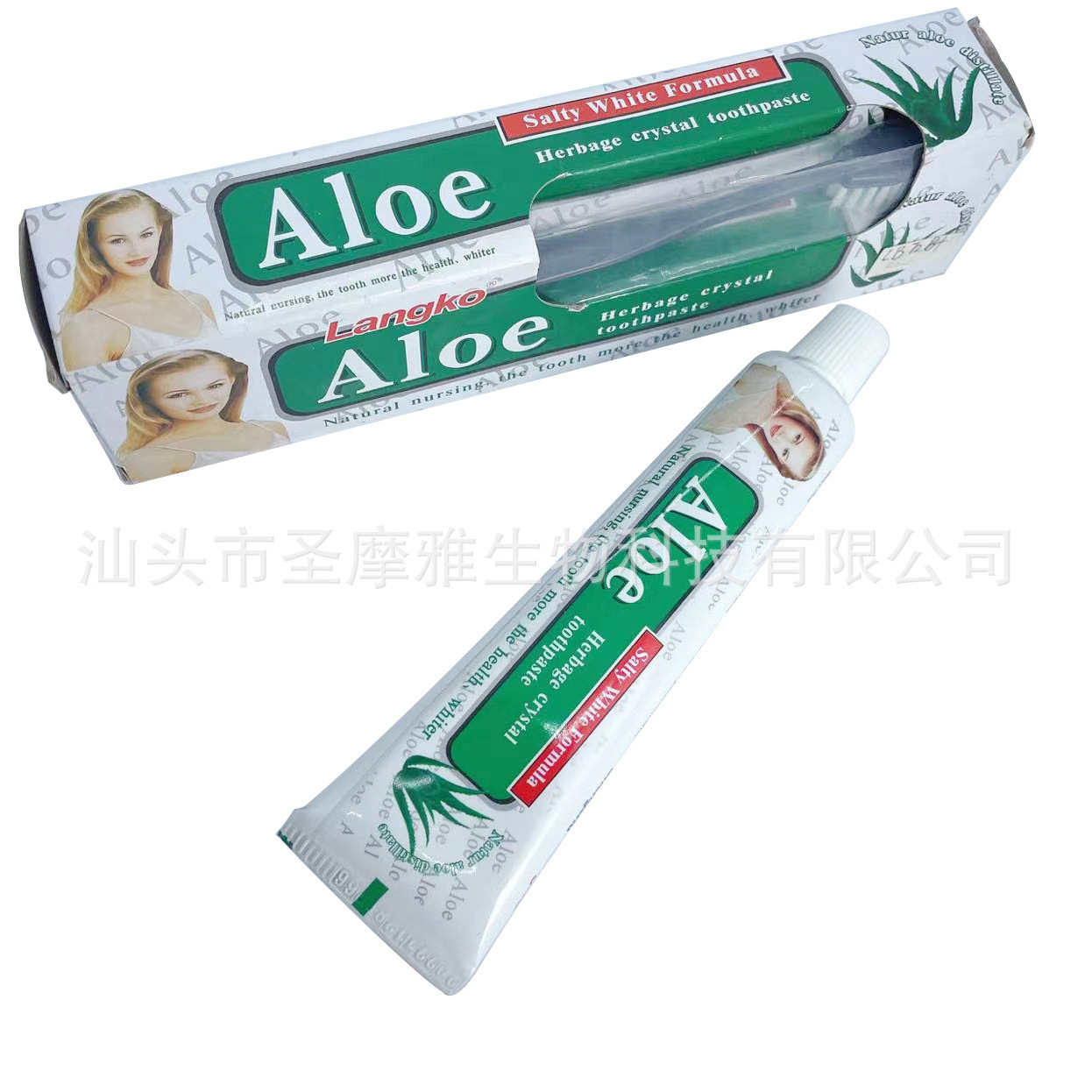 Cross-border foreign trade English export aloe toothpaste aloe toothpaste 105g crystal transparent paste with toothbrush