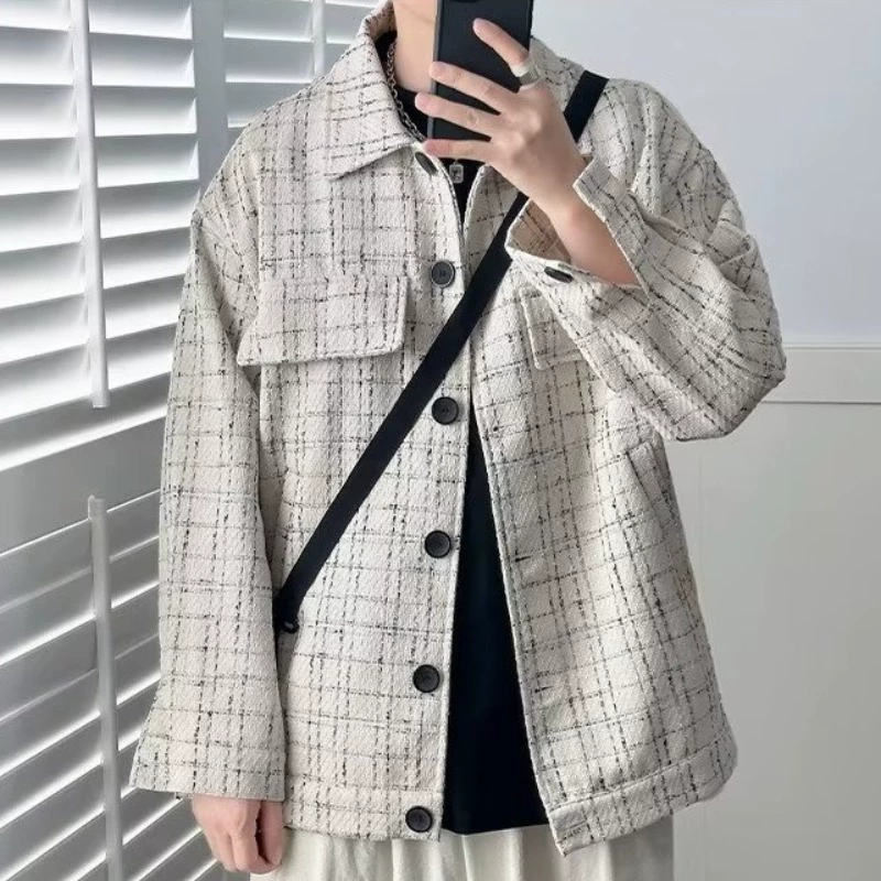 Мужская демисезонная шерстяная куртка, стиль Chanel, oversize, корейский стиль, плюс размер, американский стиль