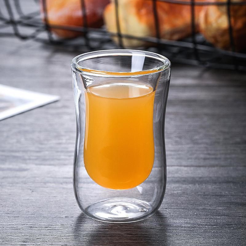 Taza de vidrio de borosilicato resistente al calor para el hogar, taza de café y leche, taza de vidrio de doble capa, taza transparente cónica, taza aislada