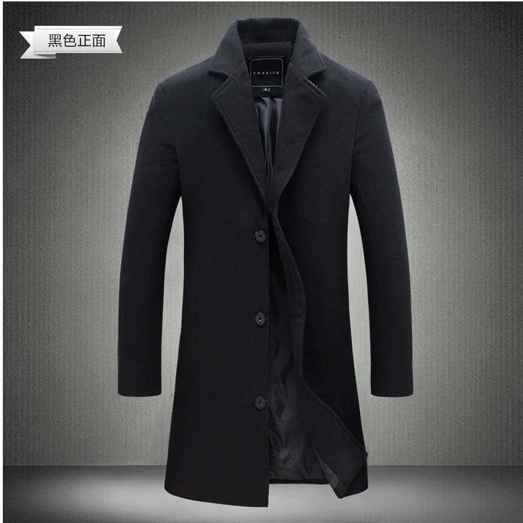 Woolen coat foreign trade autumn and winter new men's fashion Korean slim fit long windbreaker woolen coat wholesale