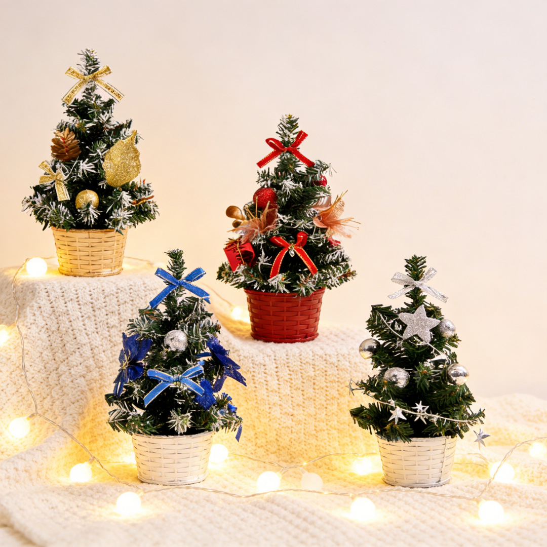 Decoraciones para árboles de Navidad, venta directa de fábrica, mini adornos de árboles artificiales, regalos navideños familiares, 20 cm, escritorio