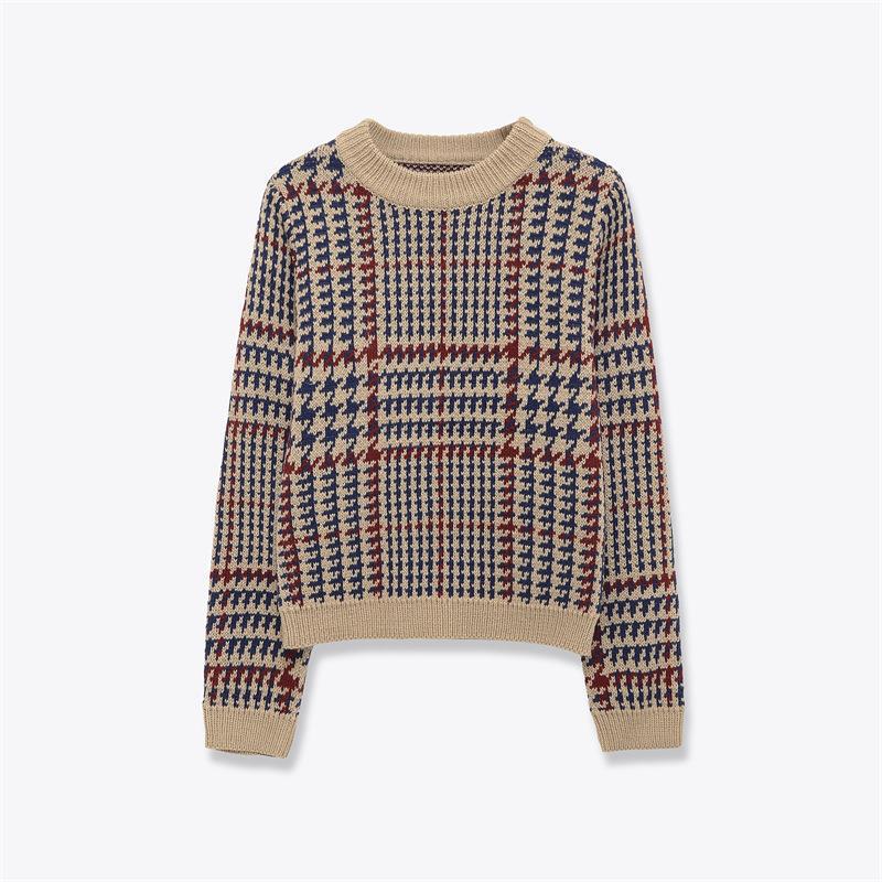 Cross-Border European and American Style Autumn Round Neck Foreign Trade Pullover Sweater for Women with Niche Design