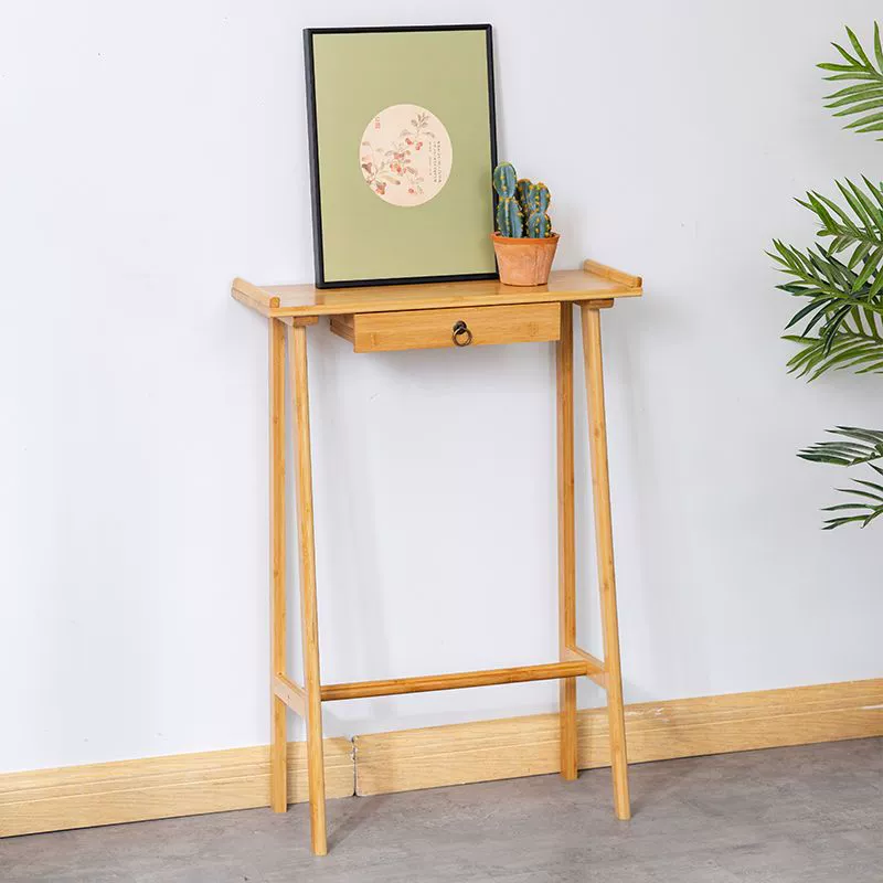 Новый фойе-стол в китайском стиле у стены, ультраузкий бамбуковый декоративный шкаф, прихожая, простой современный приставной столик.