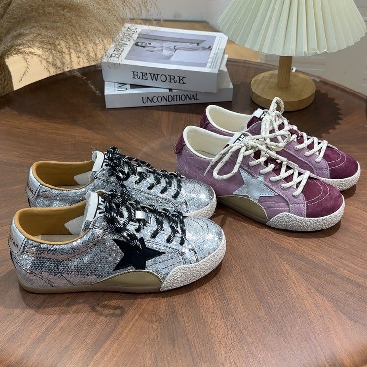 Retro Sequin Star Sneakers for Women, German Training Shoes, 2026 Trendy New Style, High-End Color-Blocking Lace-Up Casual Flat Shoes Retro Sequin Star Sneakers for Women, German Training Shoes, 2026 Trendy New Style, High-End Color-Blocking Lace-Up Casual Flat Shoes