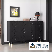 黑色鞋柜复古风家用门口超薄鞋柜玄关柜高级感现代高端储物收纳柜