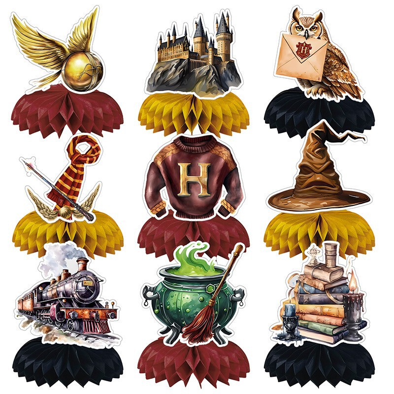 Harry Potter Honeycomb Ornaments Birthday Party Tabletop Decoration Dining Table Party Honeycomb Table Paper Honeycomb Base