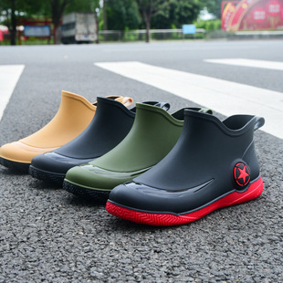 Fashion Short Rain Boots for Men and Women, Low-Cut Non-Slip Waterproof Shoes, Casual Shallow Rain Boots, Trendy Shoes, Flat Rubber Shoes Wholesale
