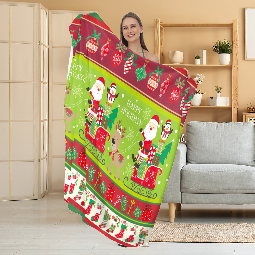 Manta de Franela Festiva con Estampado Navideño, Manta para Siesta, Manta para Aire Acondicionado, Manta Gruesa para Sofá, Manta para Dormitorio