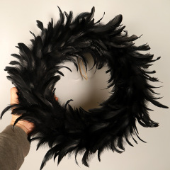 2023新しいハロウィーン黒い羽花輪祭り装飾品花輪フロントドアストラップ黒いドア掛け